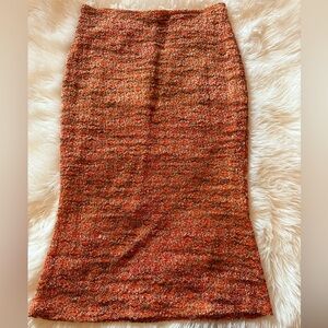 Bisou Bisou Textured Orange Pencil Skirt